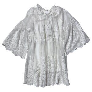 AMIKI - NIGHTGOWN - EMBROIDERED TULLE - OFF WHITE - NWT
